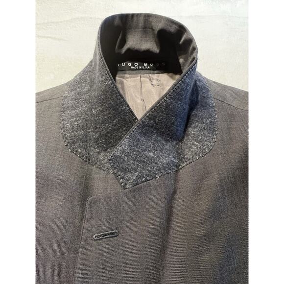 Hugo Boss 44L 38x29 Steel Gray Nailhead 2 Piece Quality Suit Set Virgin Wool - Picture 6 of 16